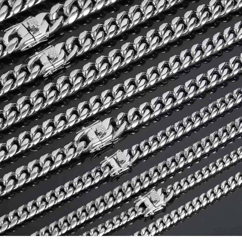 Wholesale Stainless Steel Custom Design Monaco Necklace Hip Hop Gold Plated Miami Curb Cuban Link Chain For Men