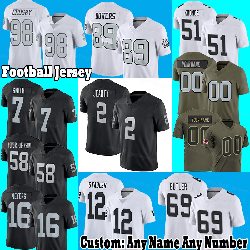 98 Maxx Crosby Football Jersey 2 Ashton Jeanty 89 Brock Bowers Jeremy Chinn Zamir White Dj Glaze Kolton Miller Geno Smith Jackson Powers-Johnson Jakobi Meyers Butler