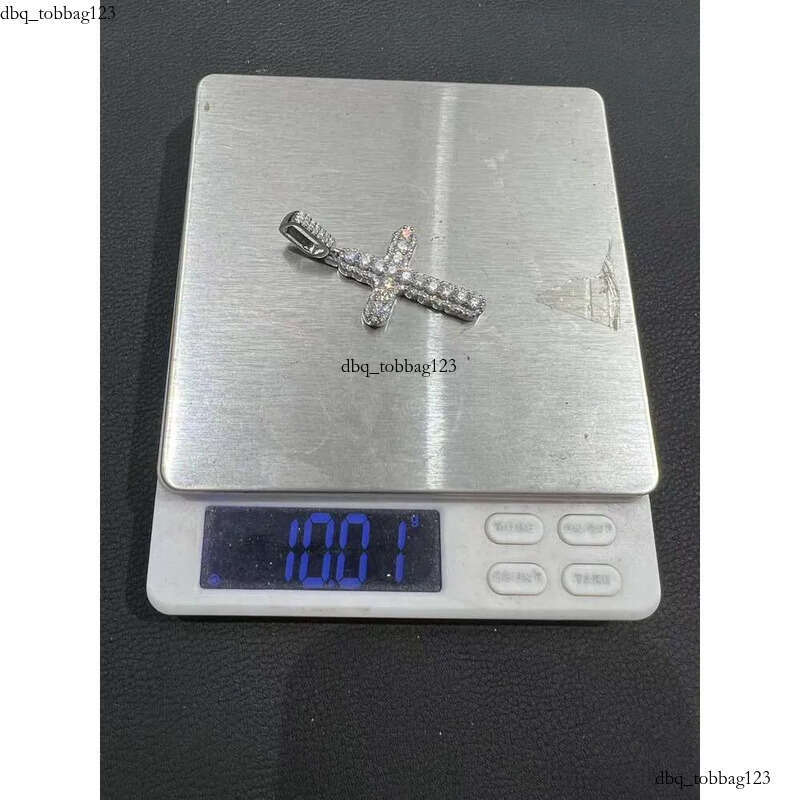 wholesale VVS Moissanite Dia Tennis with cross Necklace sier Plated Jewelry Chain