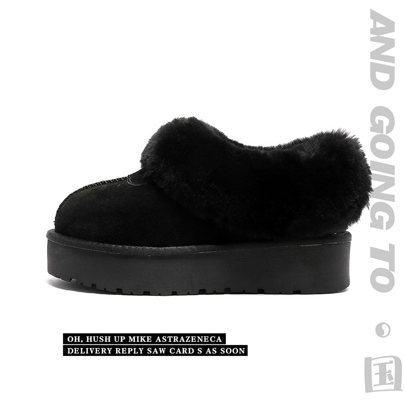 EBV designer shoes hot free shipping High quality cowhide fur on Leather new wool and plush thick warm and anti slip snow boots for woman