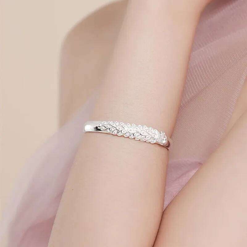 Sterling Sier Pea Opening Screen Bracelet For Women Designer Texture Open Bracelets Party Original Jewelry Gift