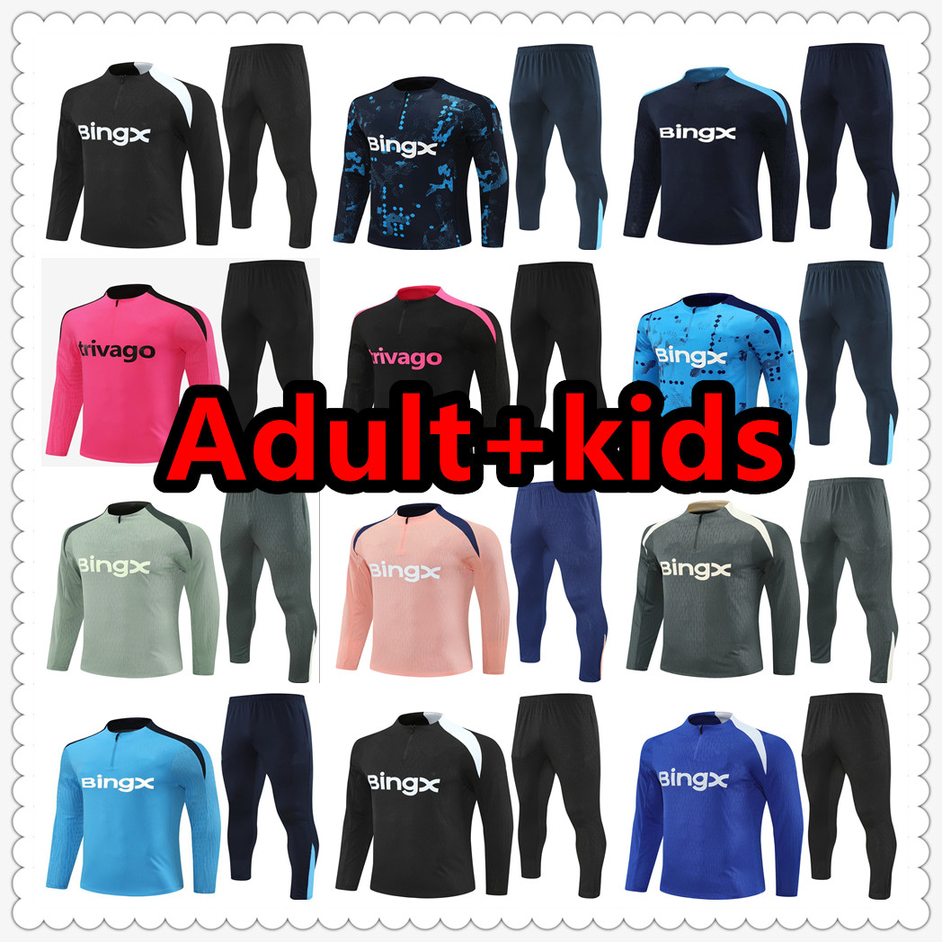 24 25 26 tracksuit soccer jersey shirt football jerseys training suit jacket 2025 2026 chandal futbol survetement foot maillot de Adult and kids kit