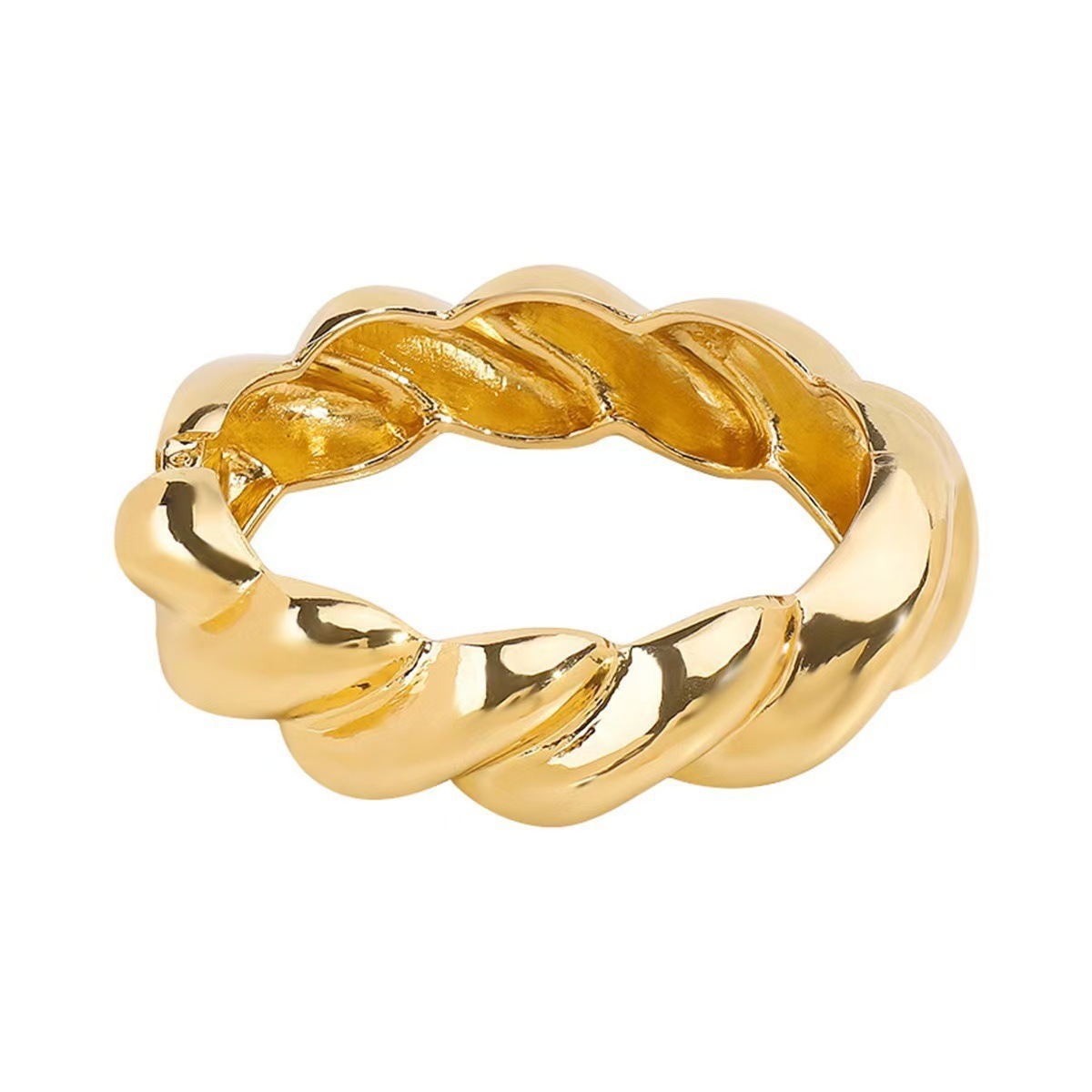 Metal Shiny Spiral Pattern Open Heavy Craft Simple Bracelet High-end Niche Jewelry for Women