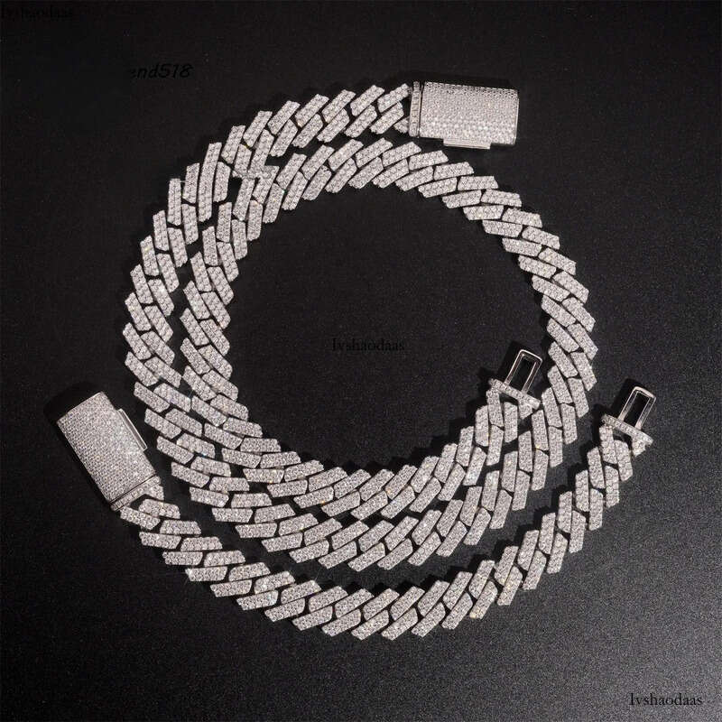 Pass Dia Tester Hip Hop Jewelry Iced Out Necklace VVS Moissanite Sier Cuban Link Chain