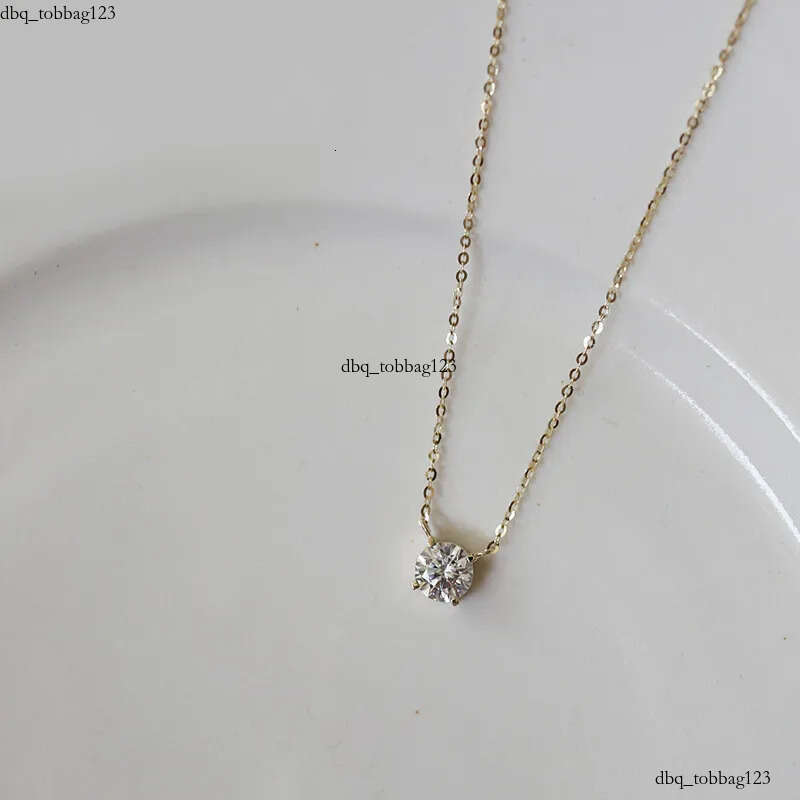 2024 Choucong Moissanite Dia Pendant Simple Fashion Jewelry Real 100% Sterling Sier 14K Gold Solitaire Gemstones Women Beach Clavicel Necklace Gift