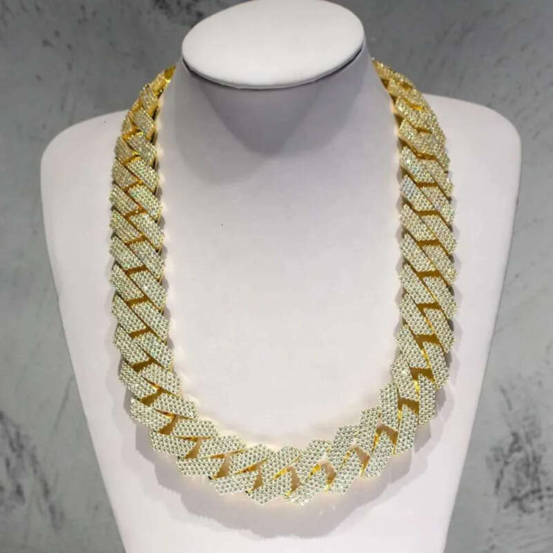 Fully Iced Out 24mm k Prong Setting Necklace Moissanite Custom Cuban Chain