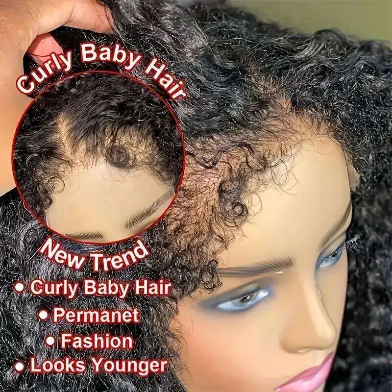 4C Kinky Edges Hairline 9X6 HD Lace 250% Human Jerry With Baby Hair Pre Plucked Wig For Women Curly Xiusiyuan2510