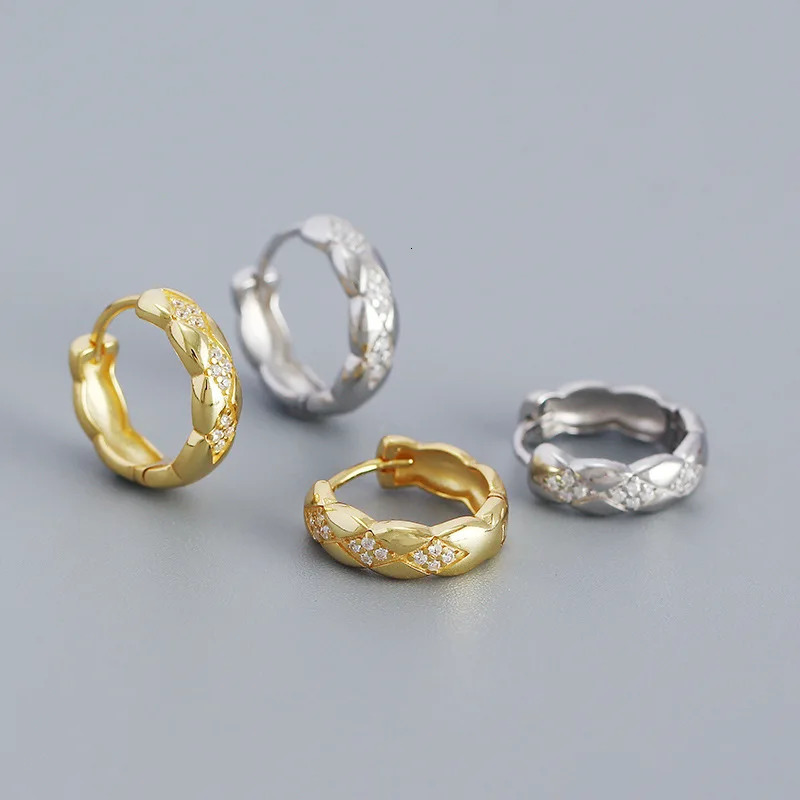 WOOZU Real 925 Sterling Silver Vintage Simple Round Ear Bone Hoop Earrings for Women Statement Elegant Fine 18k Gold Jewelry ins 250930