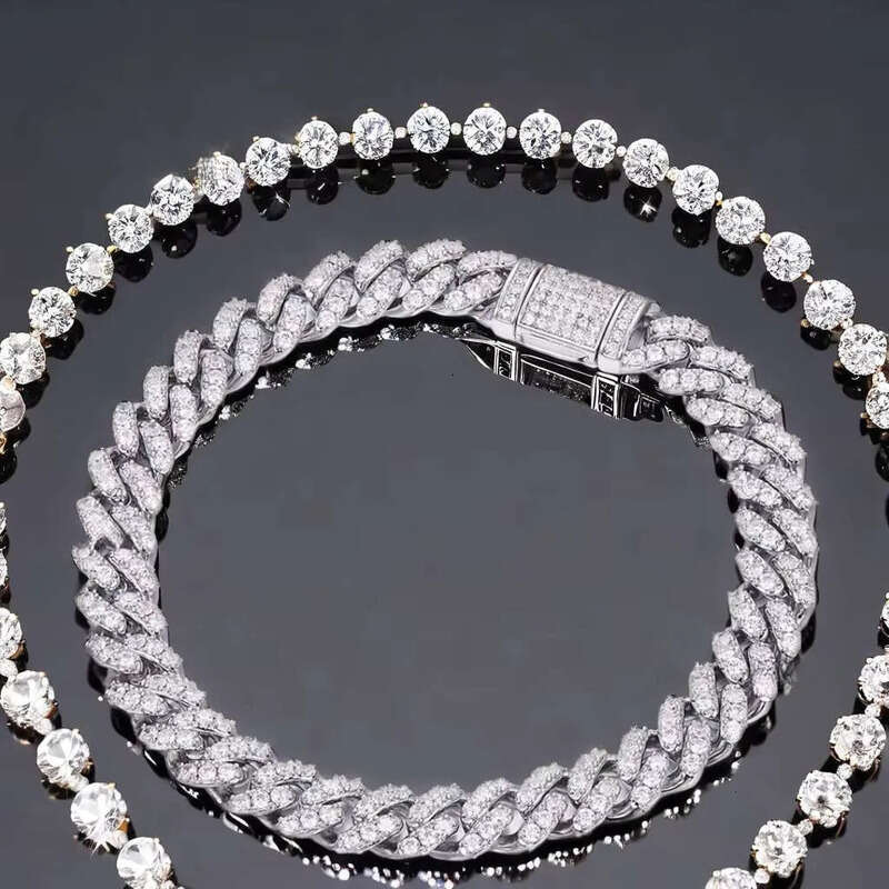 Fashion 6mm Hip Hop Jewelry Iced Out VVS Moissanite Bracelets Sterg Sliver Cuban Chain k for Women Men's