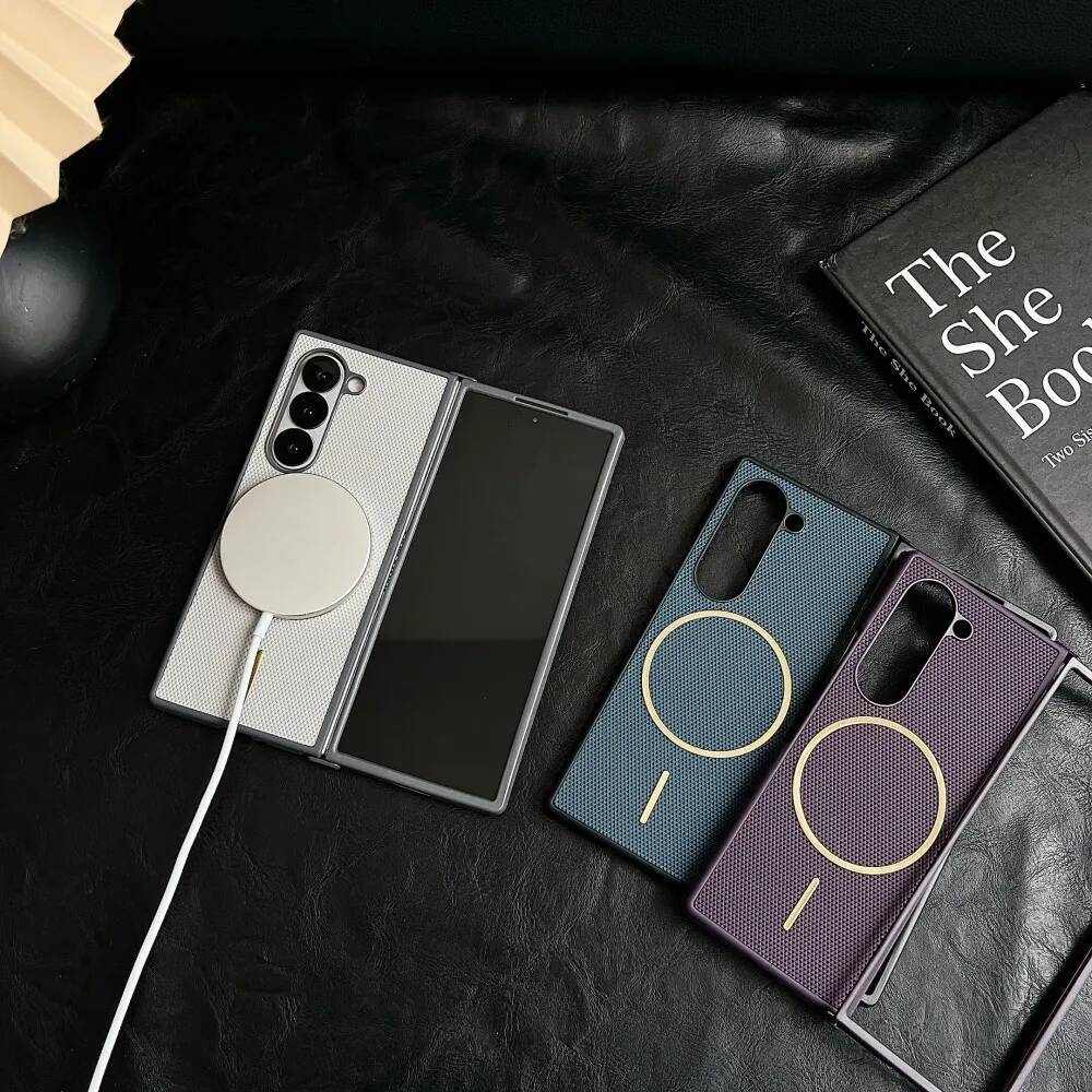 Light PU Matte Slim Solid Color Phone Cases for Samsung Galaxy Z Fold 7 6 5 4 3 Magnetic Wireless Charge Protective Cover
