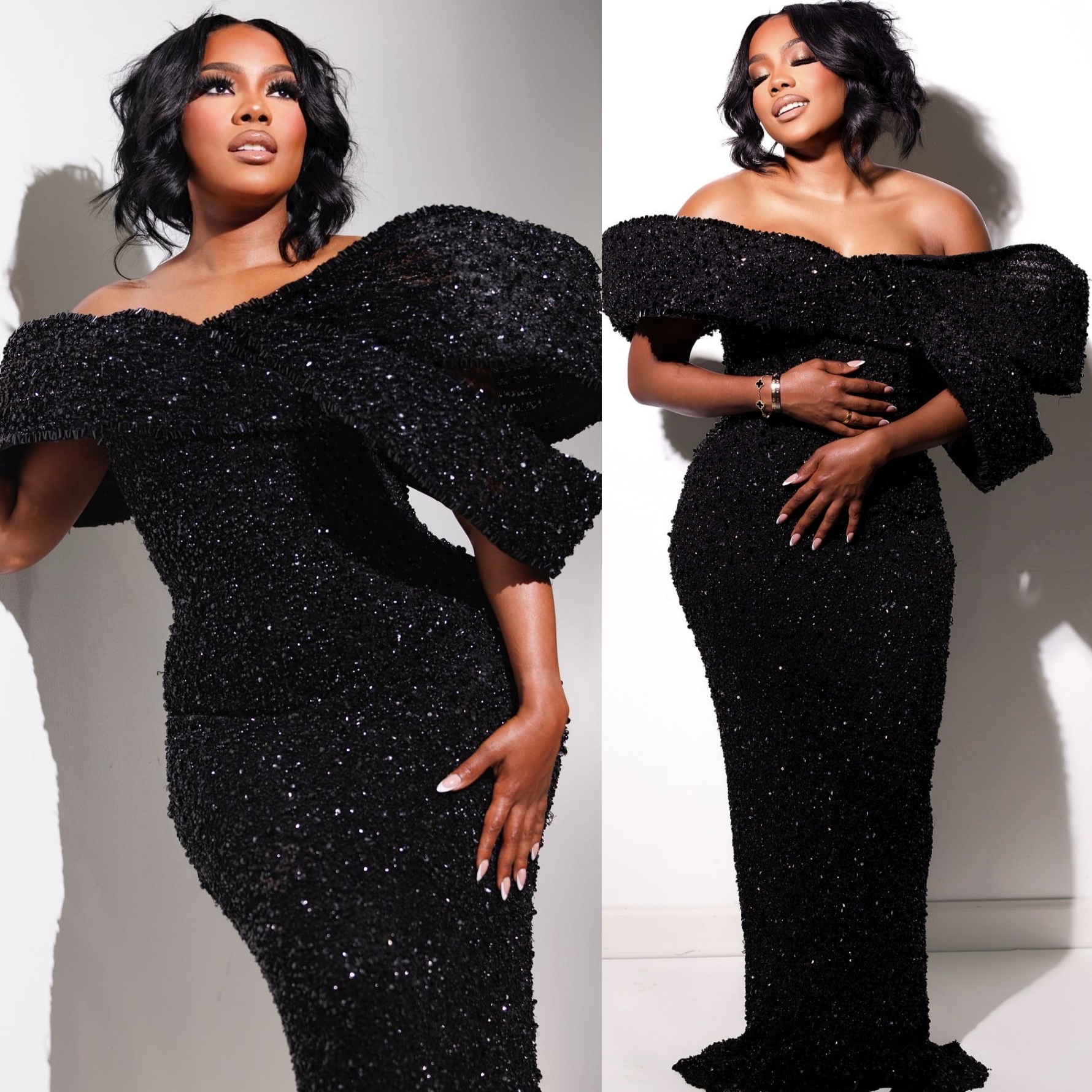 Mermaid Black Prom Dresses 2025 Beaded Crystals Sequined Stylish Evening Formal Party Second Birthday Engagement Gowns Plus Size Dress For Special Occ