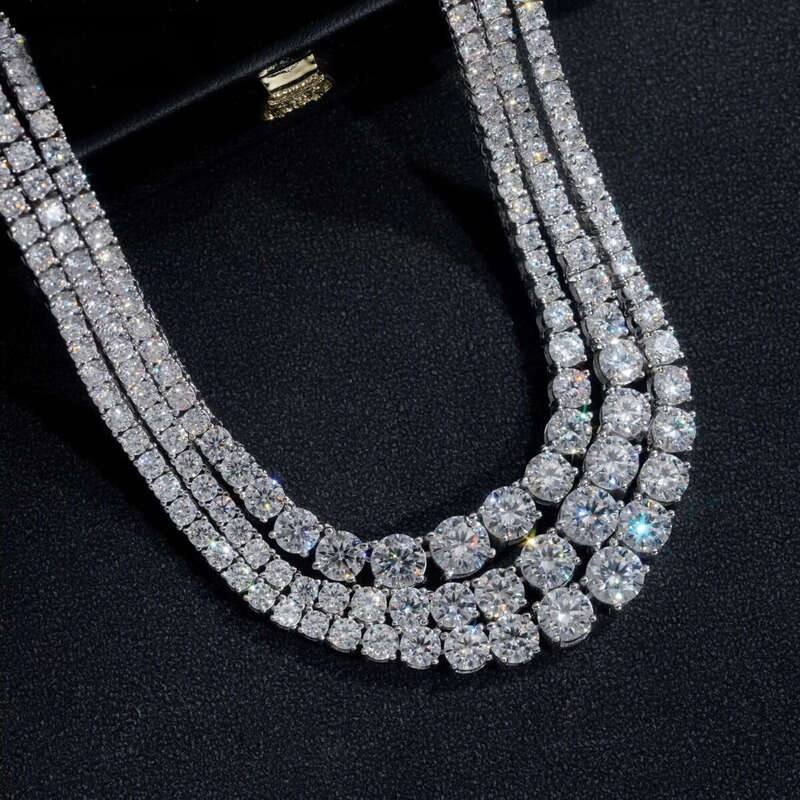 New Arrivals Fashion GRA Certificate Various Size Moissanite Dia Sier Tennis Chain Necklace Women
