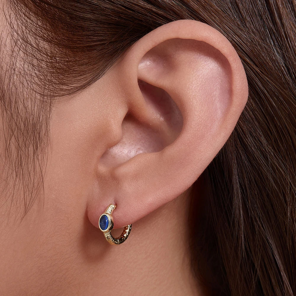 colorful earring 925 sterling silver women jewelry 14k gold vermeil sapphire blue hoop earring for women 250930