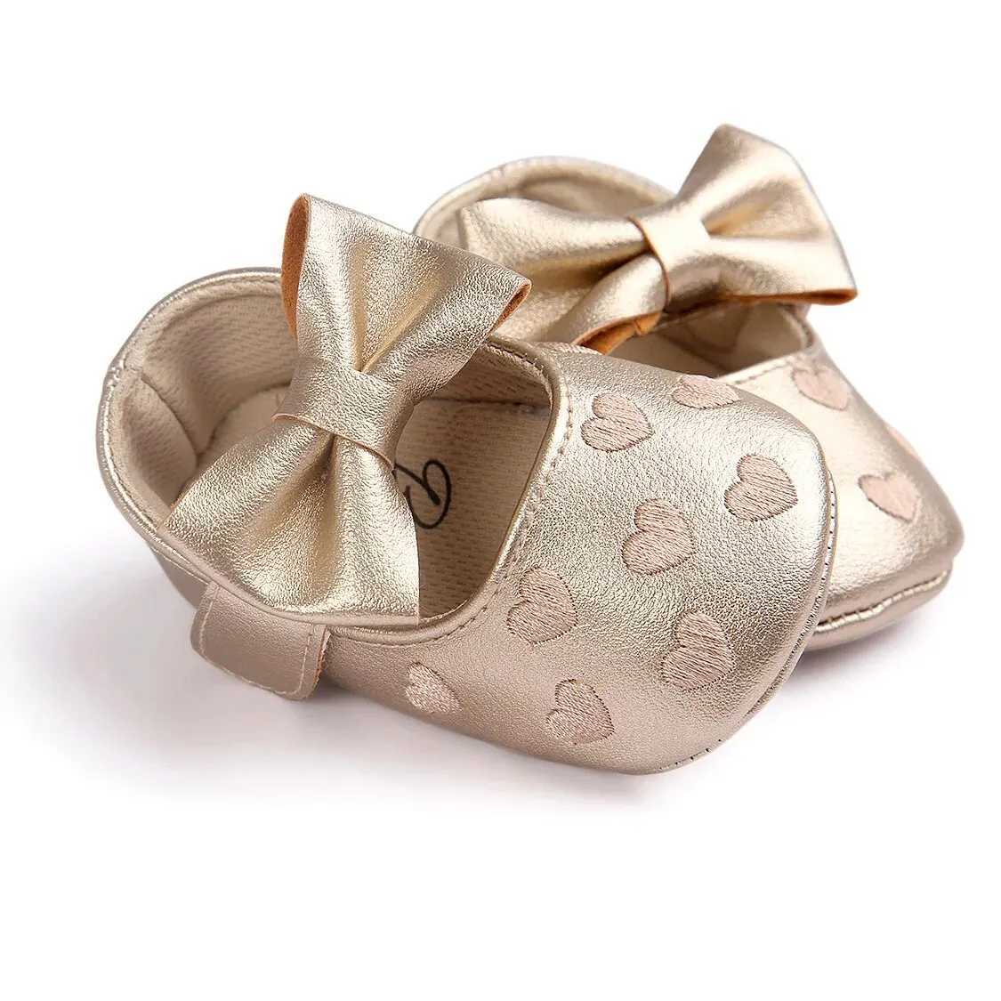 Meckior Baby Shoes Classic Dress Cute Bowknot Heart Antislip Soft Sole First Walkers Infant Baby Girls Toddler Shoes 018mJ250930