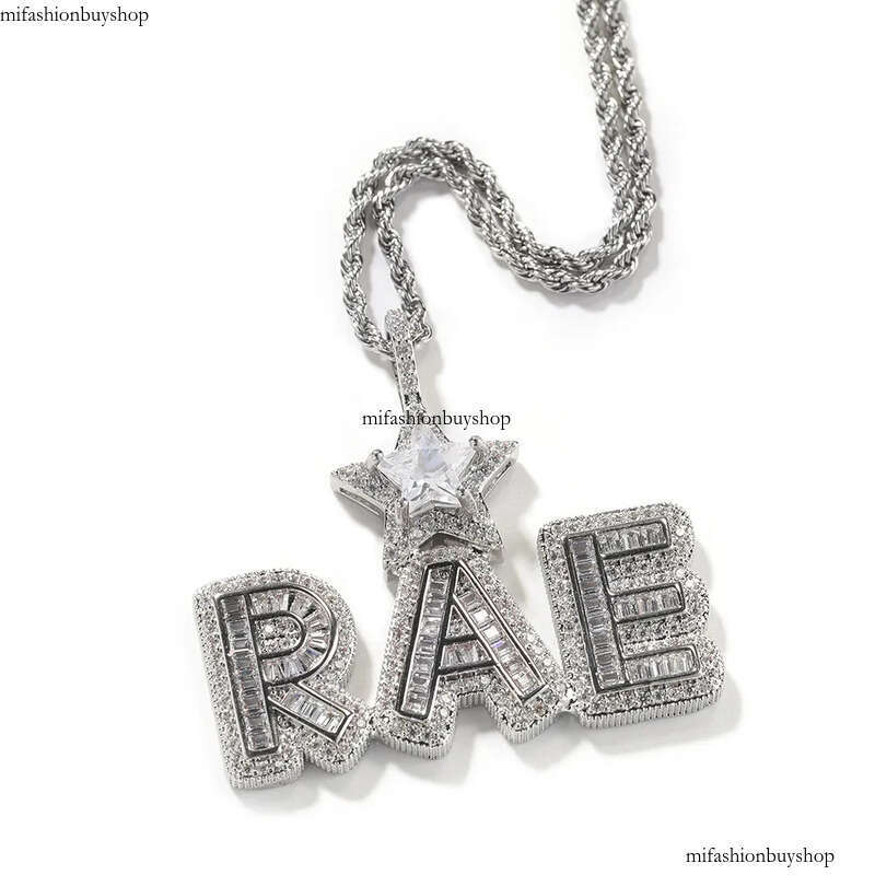DIY Custom A-Z Name Letters Pendant Necklace 5A T Zircon Women Men Jewelry Gift