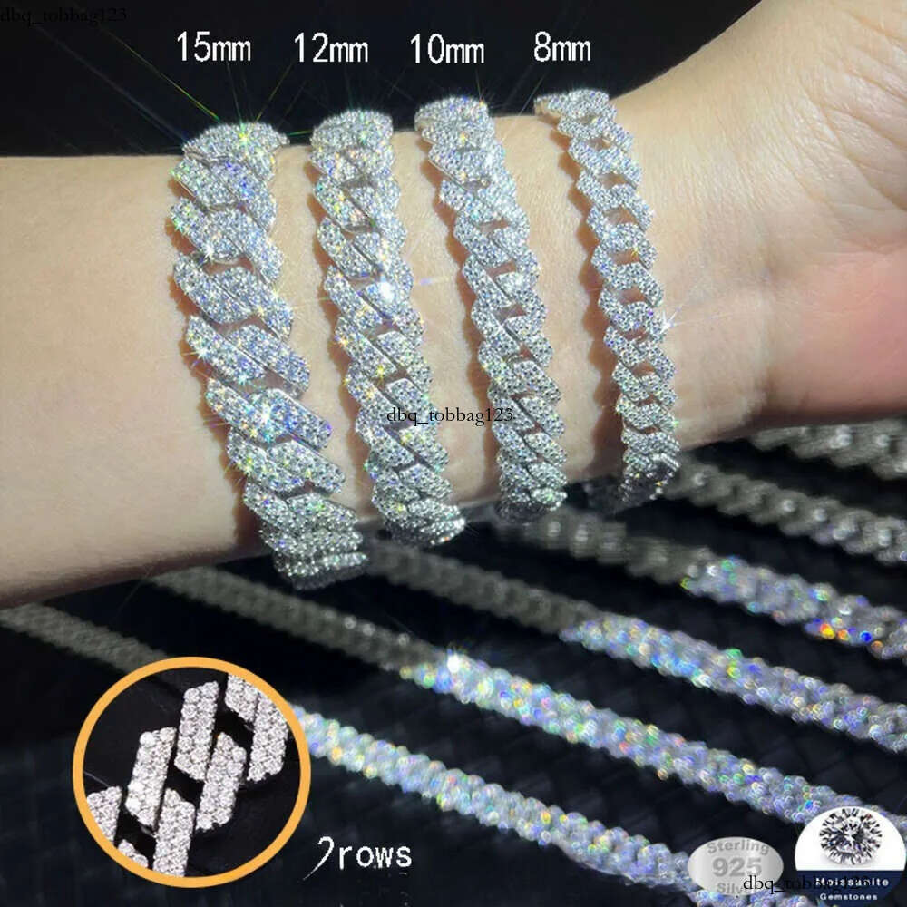 pass tester bracelets sterling sier GRA VVS D Moissanite Cuban link Chain Fine Jewelry Bracelet
