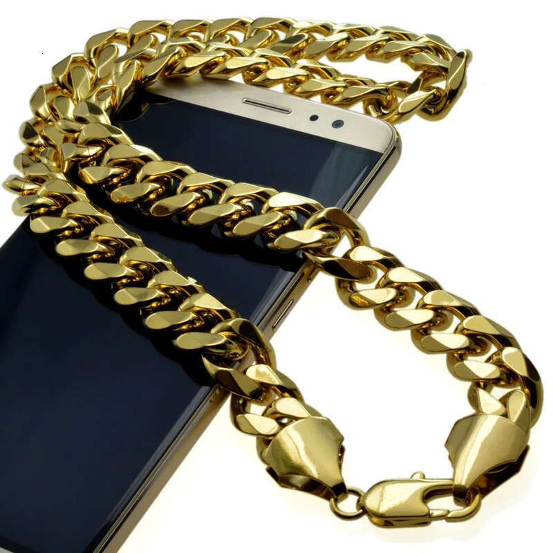 necklace miami chain Necklace Heavy Mens gold filled Solid Cuban Curb Chain
