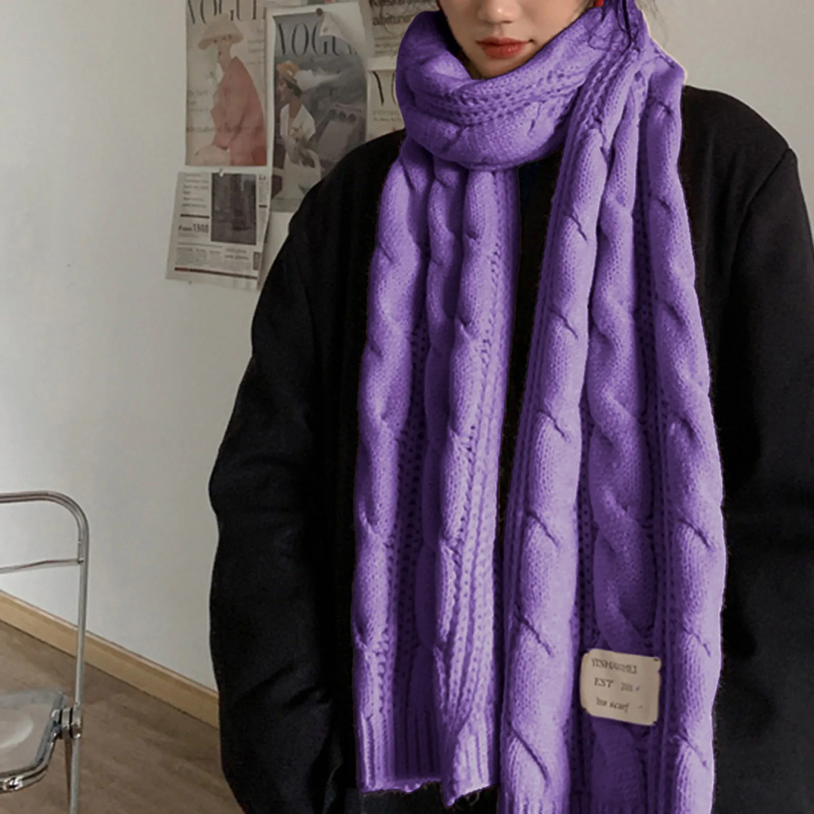 Women Autumn And Winter Simple Solid Color Woven Knitted Warm Shawl Scarf Women Head Scarves Lightweight 250930
