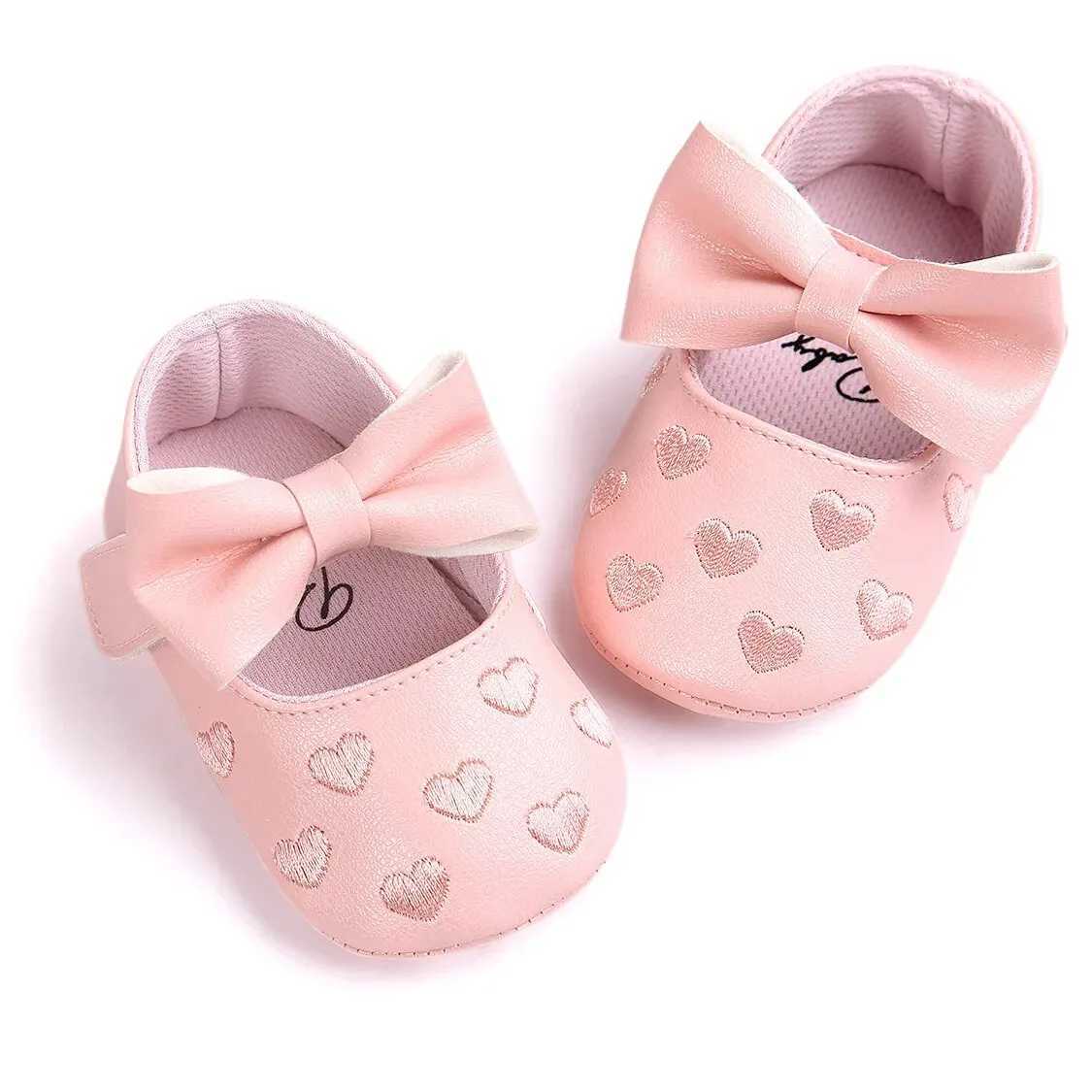 Meckior Baby Shoes Classic Dress Cute Bowknot Heart Antislip Soft Sole First Walkers Infant Baby Girls Toddler Shoes 018mJ250930