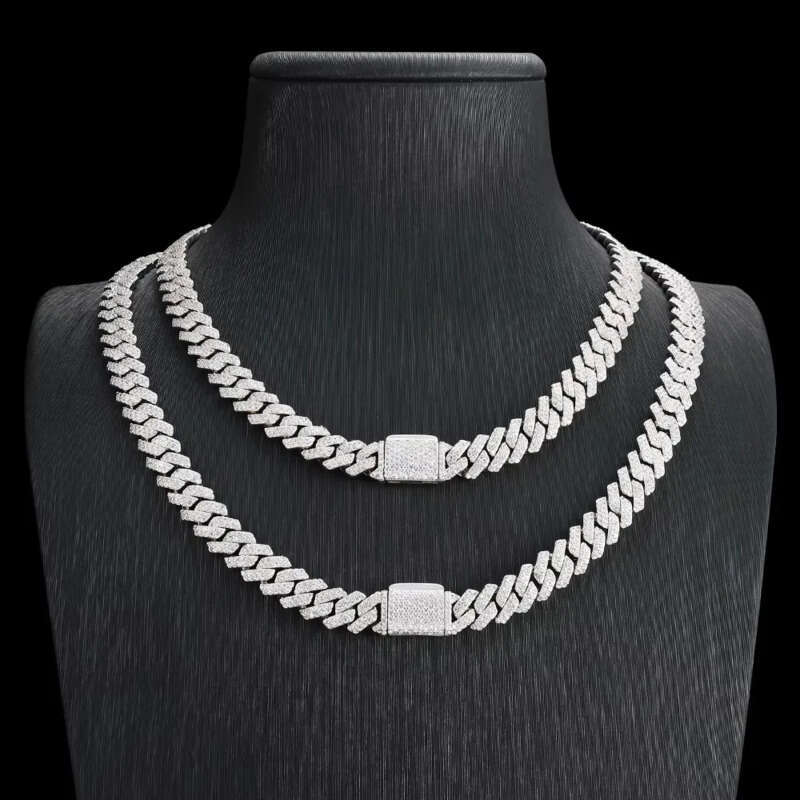 2025 New Arrival Hiphop Jewelry Micro Pave Sterling Sier VVS Moissanite 8MM Cuban Link Chains