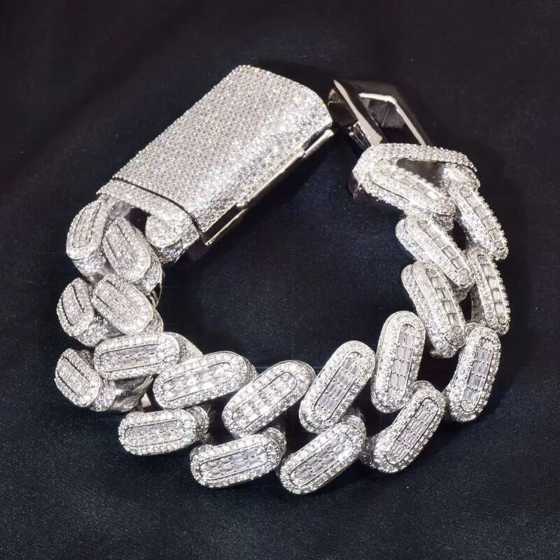 moissanite cuban chain Big Heavy Mens Necklace iced Vvs Moissanite Baguette Dia Hip Hop Iced Out man necklace
