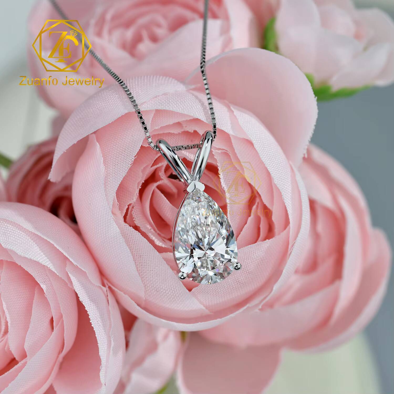 CVD Lab Grown Diamond Pendant Necklace IGI Pear Cut 925 Sterling Silver 9K 10K 14K 18K Real Gold Fine Jewelry with Certificate