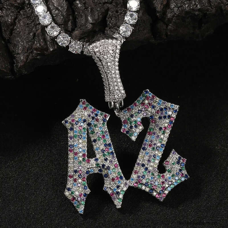 TopBling Hip Hop Custom A-Z 0-9 Name Letters Pendant Necklace Multicolour Zircons Jewelry