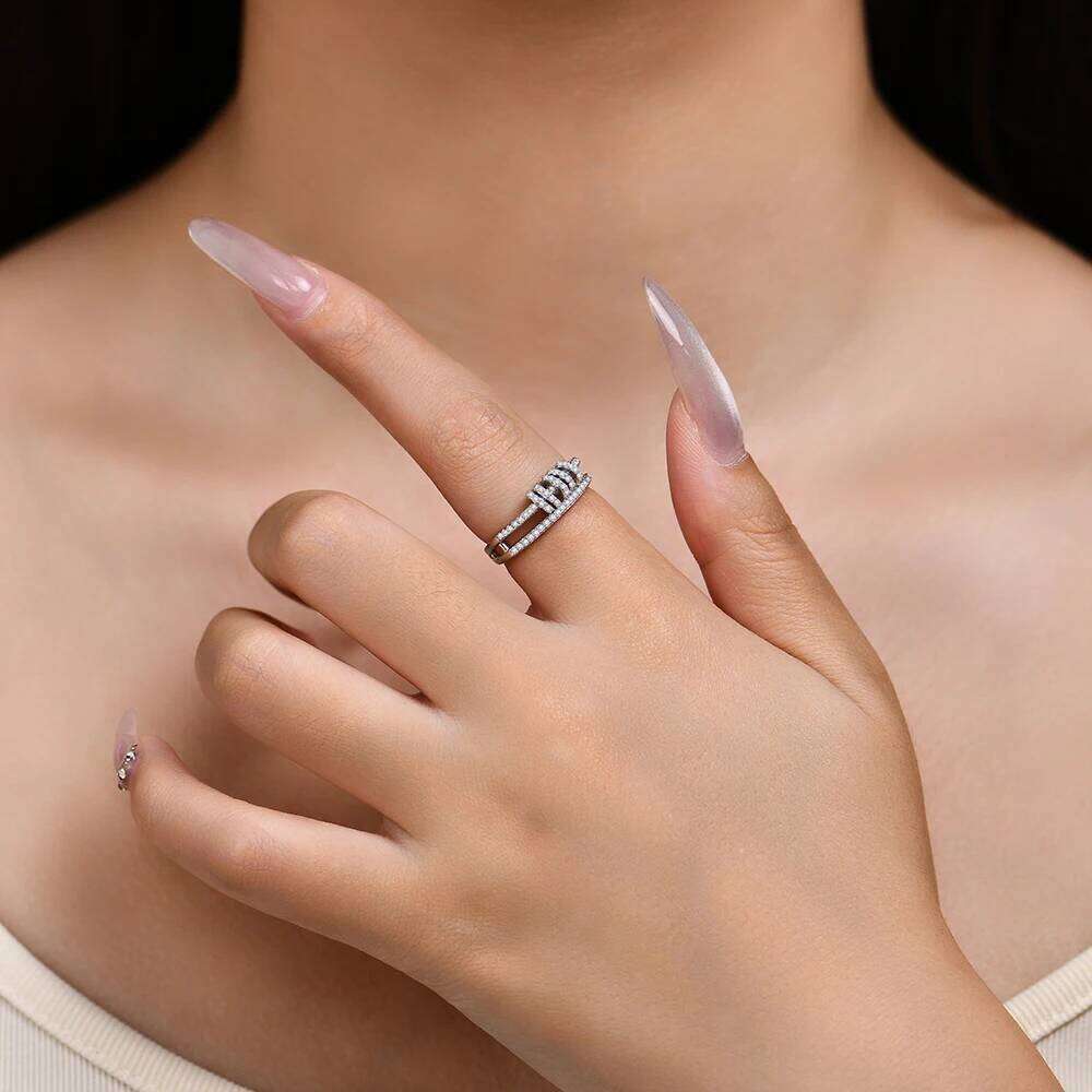 CHARMING Customize Full Moissanite Ring Brilliant Lab Dia Sterling Sliver Gold for Women Plated Wholesale Fine Jewelry