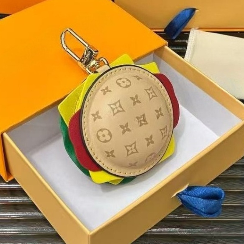 Keychains Lanyards Fashionable hamburger design pendant zero wallet unisex light luxury key bag headphone bag