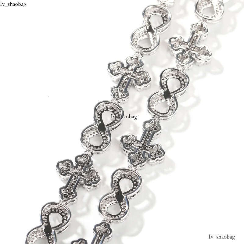 High Quality Hip Hop Cross 8 Infinite Cuban Chain Necklace Bracelet 5A Zircon 10mm Rap Jewelry