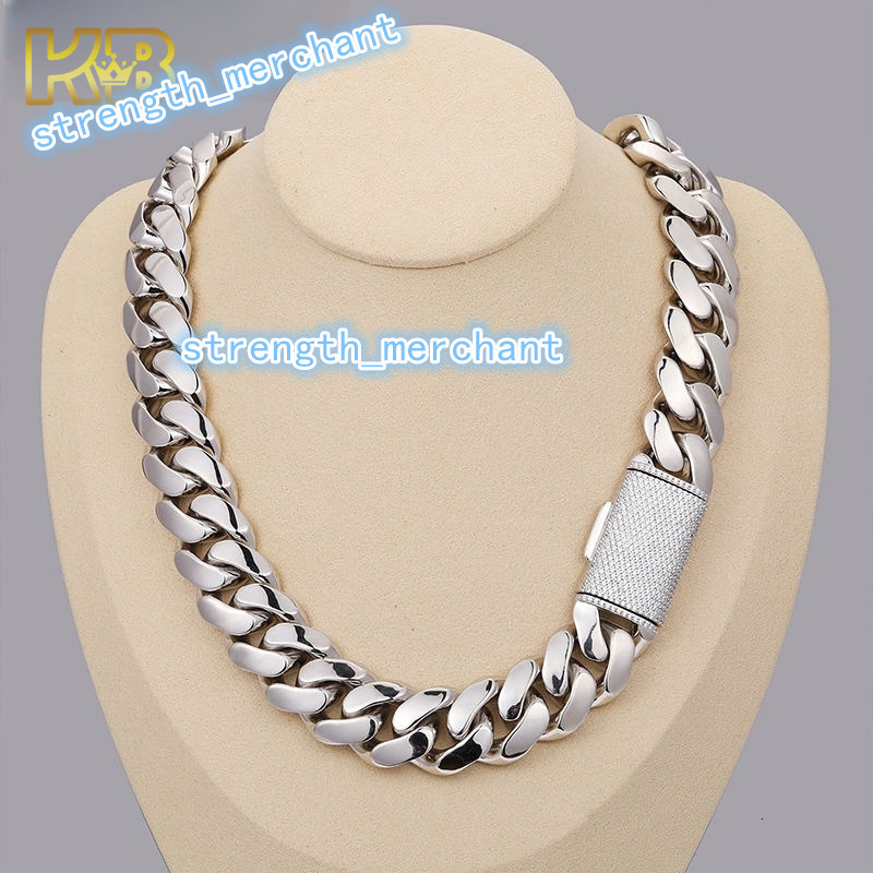 20mm VVS Moissanite Cuban Chain Necklace Iced Out Sterling Silver Hip Hop Jewelry with Box Clasp Dropshipping Available