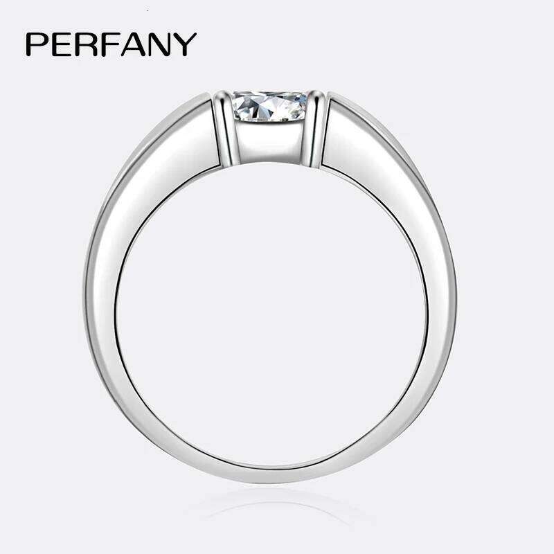 PERFANY 0.5/1CT Moissanite for Men S Pure Sier Laboratory Cultivated Dia Engagement Ring Classic Wedding Jewelry