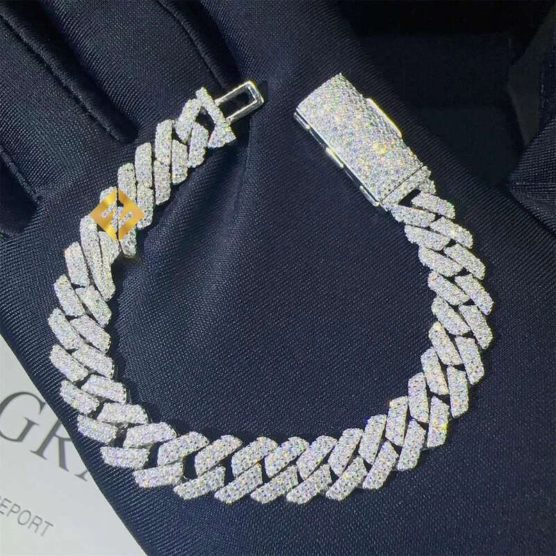 pendant necklaces best selling 8mm two rows Iced out man hip hop jewelry GRA certificates pass dia tester VVS1 moissanite cuban link chain men