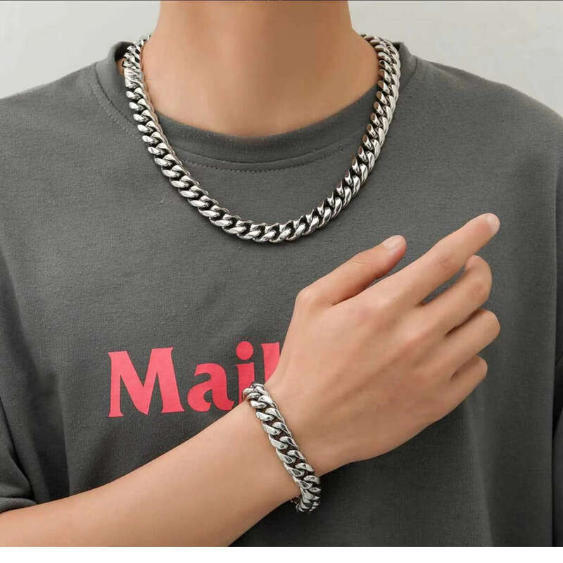Wholesale Stainless Steel Custom Design Monaco Necklace Hip Hop Gold Plated Miami Curb Cuban Link Chain For Men