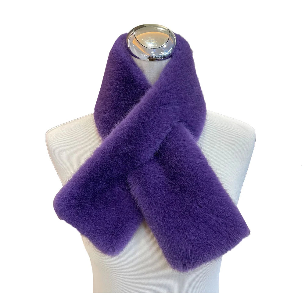 Korean Winter Faux Rabbit Fur Women Scarf Doublesided Soft Plush Snood Scarves Solid Neck Collar Warmer Stuff Christmas Gift 250929