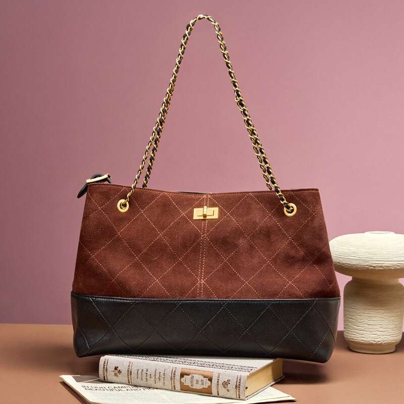 designer bag Luxury bag Handbag Commuter High-End Feel Shoulder Large Capacity Suede New Women's Crossbody Genuine Leather Bucket Bag