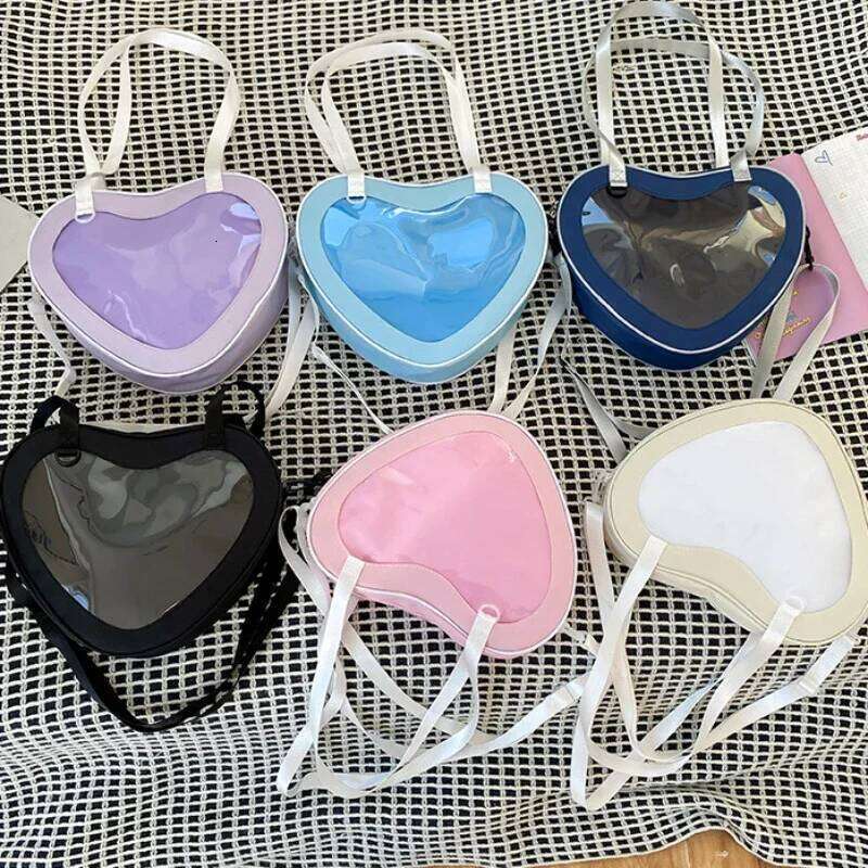 Love Heart Design Itabag Women 2024 New Transparent Crossbody Bags Purses and Handbags Ita for Girls JK Uniform Bag