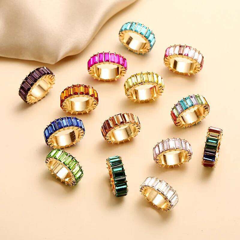 Fashion 3A Cubic Zirconia For Women Men 2020 Bohemian Colorful Rainbow Ring Woman Diy Statement Rings Party Wedding Jewelry
