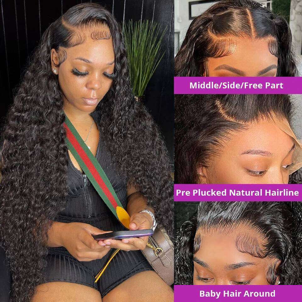 Deep Wave 13X6 Transparent Frontal Human Hair Wigs 200% Brazilian Remy 13X4 Water Curly Front For Women 4X4 Lace Wig Xiusiyuan2510