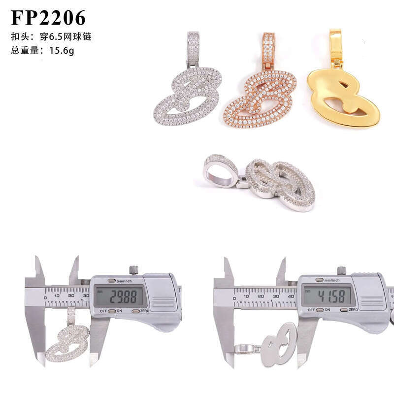Hot selling new personalized letter hip-hop with sier Mosonite GRA certificate pendant that can pass through a dia pen