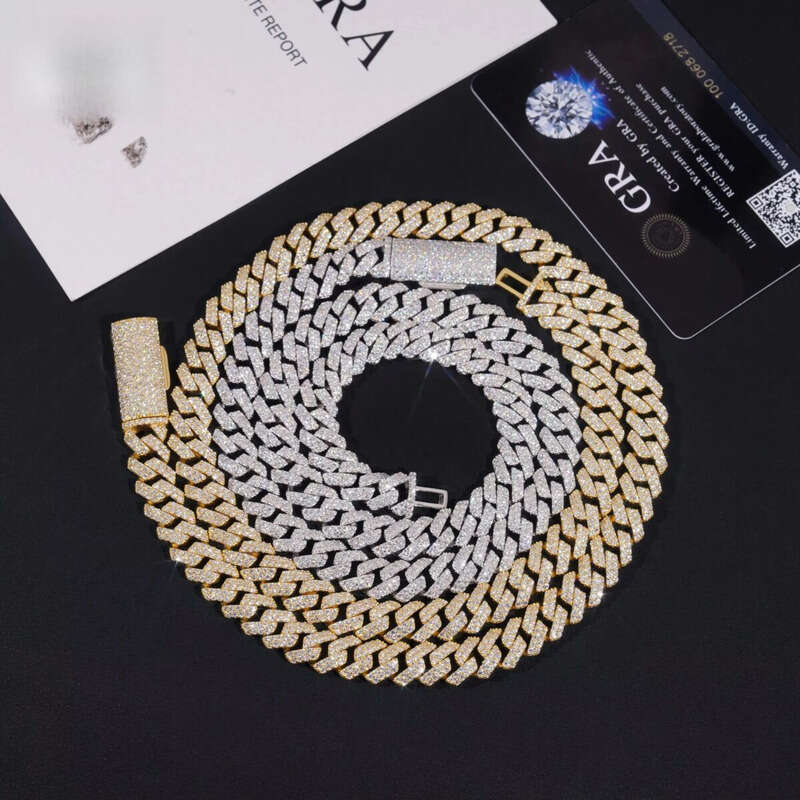 Best Selling 8mm 10mm Two Rows Iced Out Man Hip Hop Jewelry GRA Certificates Pass Dia Tester FL Moissanite Cuban Link Chain