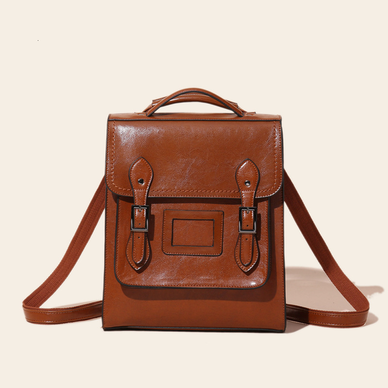 2025 new designer women's fashionable oil wax cowhide backpack