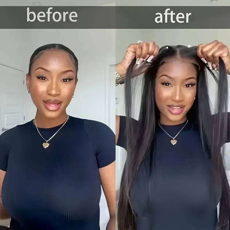 5X5 HD Transparent Lace Front Glueless Closure Human Plucked & Pre Cut 250% No Glue Wig For Natural Straight Hair Xiusiyuan2510