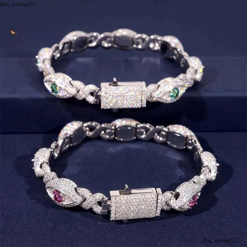 Plated Bracelet Custom Iced Out Colored Moissanite Dia Hip Hop Men Style Jewelry Sier Infinity Cuban Link Chain