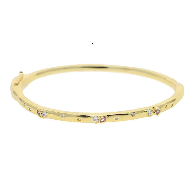 DHCollections Designer Inner Size 58 60mm Pink Blue Waterdrop Bangle Elegant Bracelet Earrings Gold Plated Pave Cubic Zircon Women Party Gift Jewelry 