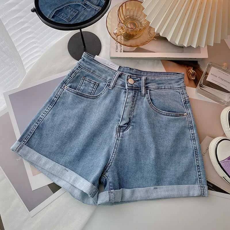 High-waisted Plus-size Women Jeans Student Casual Versatile Trendy A- line Hot Pants Cotton Material Straight Cylinder Style dongdumaoyi