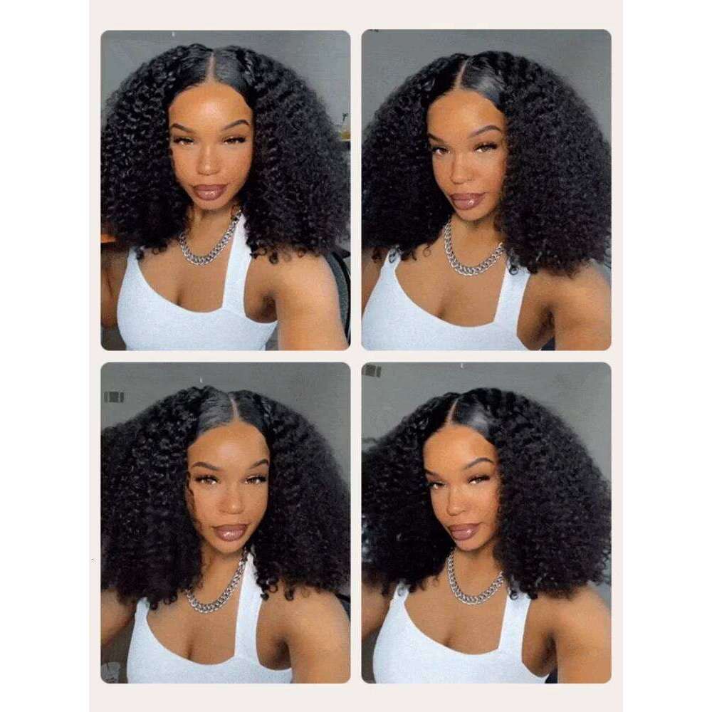 Glueless 250% Popping 7X5 Pre Cut HD Front Bouncy Curly Human Hair Put On Go Medium Length Lace Wigs Xiusiyuan2510