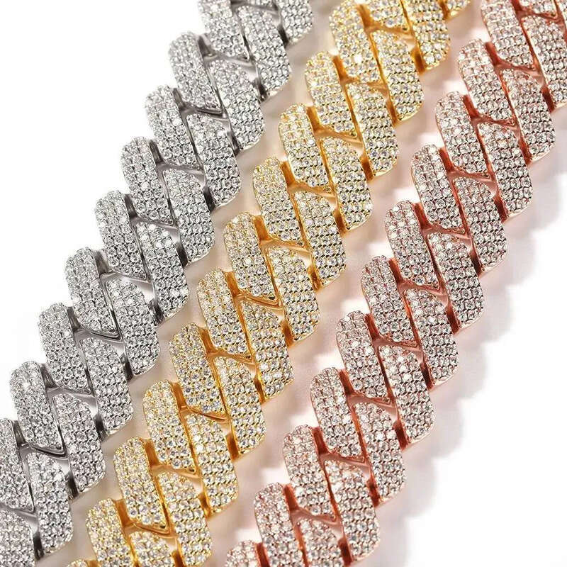 UWIN 20mm Miami 3 Rows Prong Cuban Chain Necklace Micro Pave Iced Out Round Cubic Zirconia Link Fashion Hip Hop Jewelry for Gift