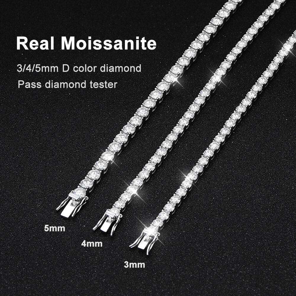 KNOBSPIN D VVS1 Moissanite Tennis Bracelet Original s Sterling Sier Plated White Gold with GRA Bracelets for Women Man