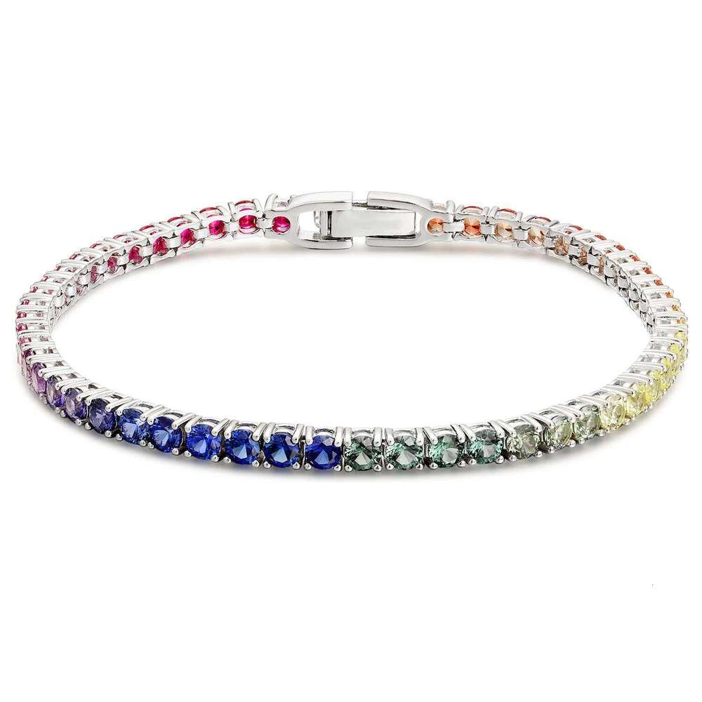 Anster Gradient Rainbow 3.0mm Round Shape Tennis Bracelet S Unisex Fashion Jewelry Lab Grown Color Sapphires Custom